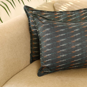  Set of 2 Grey Pochampally Ikat Cotton Pillow Covers