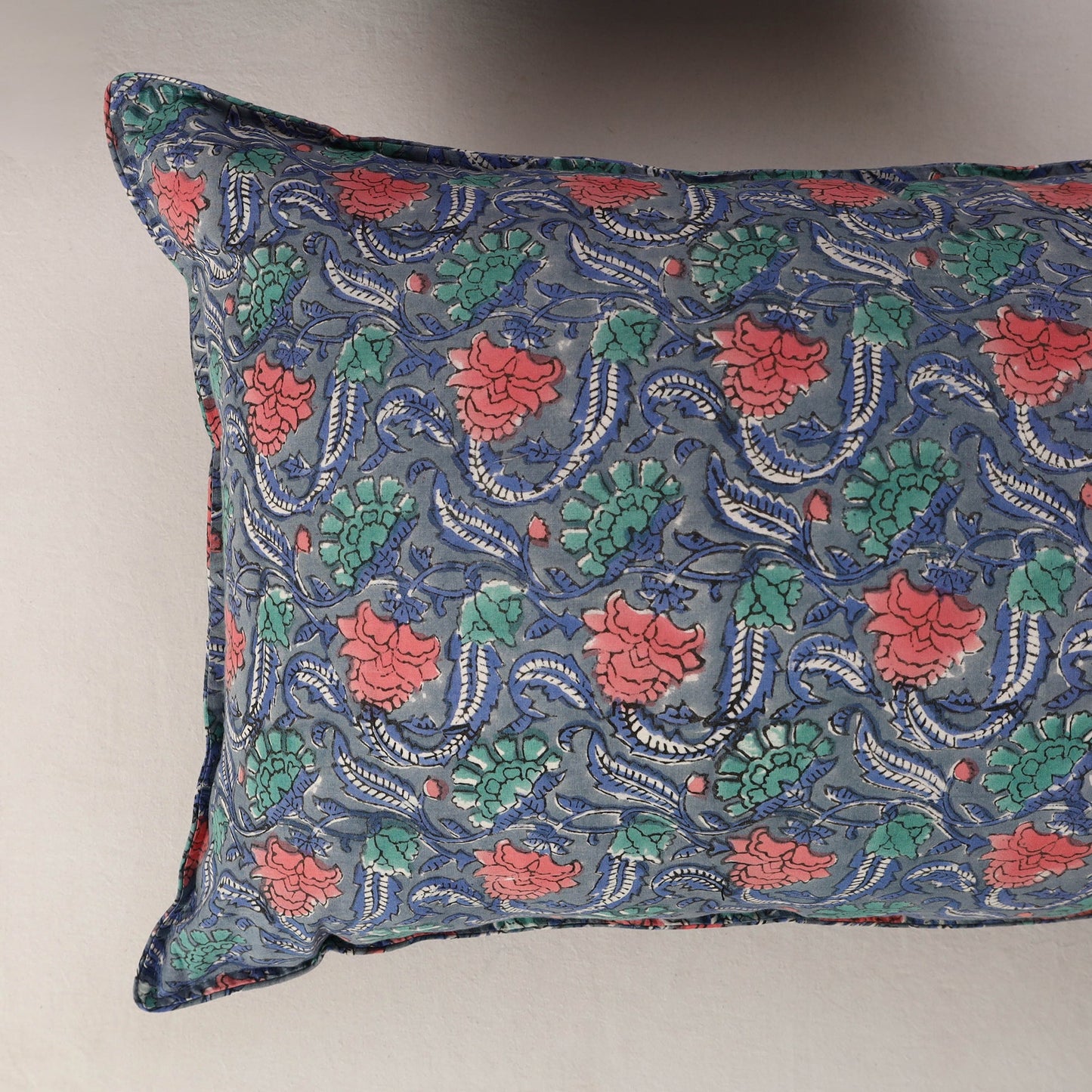 Grey Set of 2 Sanganeri Block Print Cotton Pillow Covers