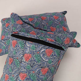 Grey Set of 2 Sanganeri Block Print Cotton Pillow Covers