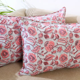 Grey - set of 2 sanganeri pillow covers 21 - handcrafted