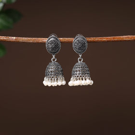 Grey - shaba handcrafted gs beaded jhumki earrings