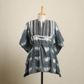 Buy Grey Shibori Mosaic Fusion Cotton Kaftan (Short)