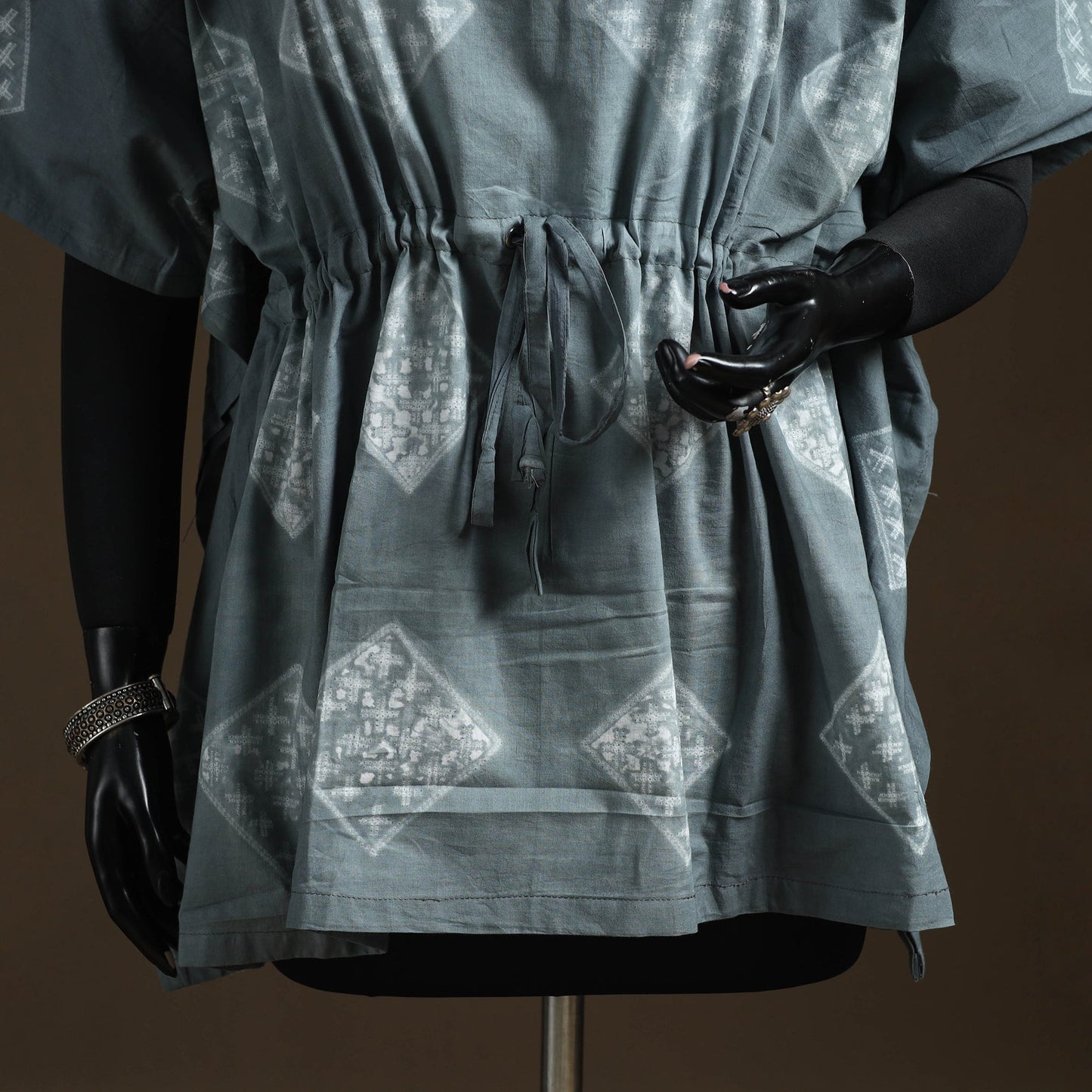 Shibori tie-dye cotton kaftan (short) 10 - handcrafted