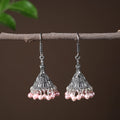 Grey - shuchi handcrafted gs beadwork jhumki earrings