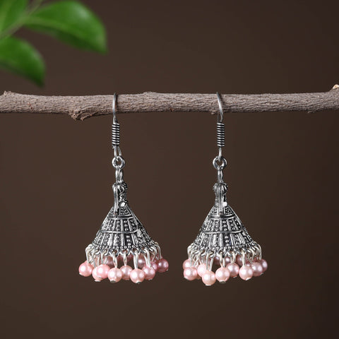 Grey - shuchi handcrafted gs beadwork jhumki earrings