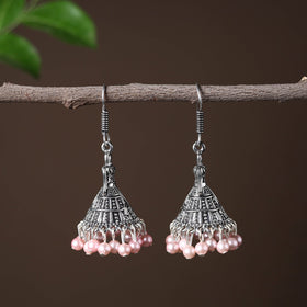Grey - shuchi handcrafted gs beadwork jhumki earrings
