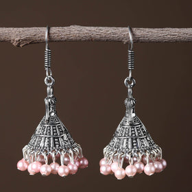 Grey - shuchi handcrafted gs beadwork jhumki earrings