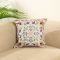 Grey - silk thread crewel embroidery cushion cover (16 x