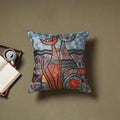 Grey - silk thread crewel hand embroidery cushion cover (18