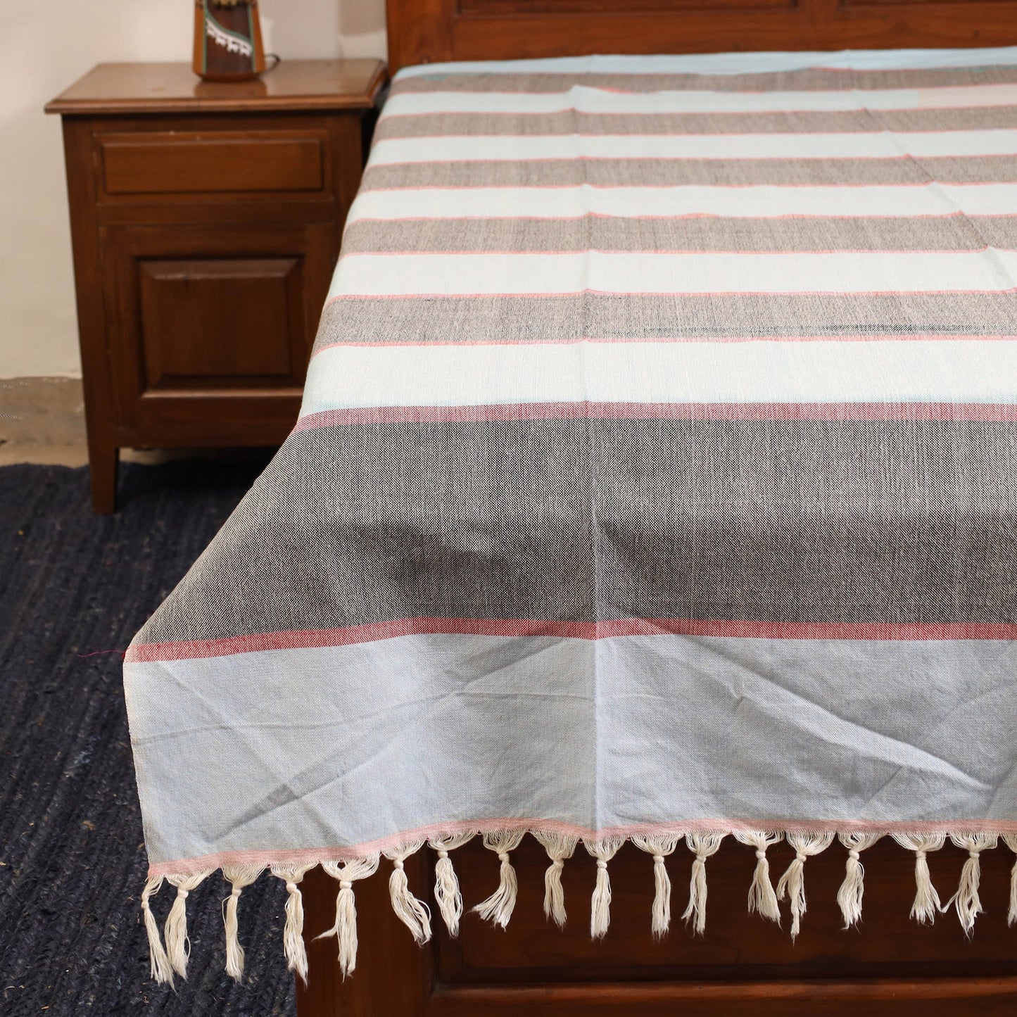 Grey - single handloom cotton bed sheet (90 x 60 in) 119