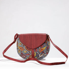 Brown - Sling Bag - Handpainted Kalamkari Natural Dyed Ghicha Silk