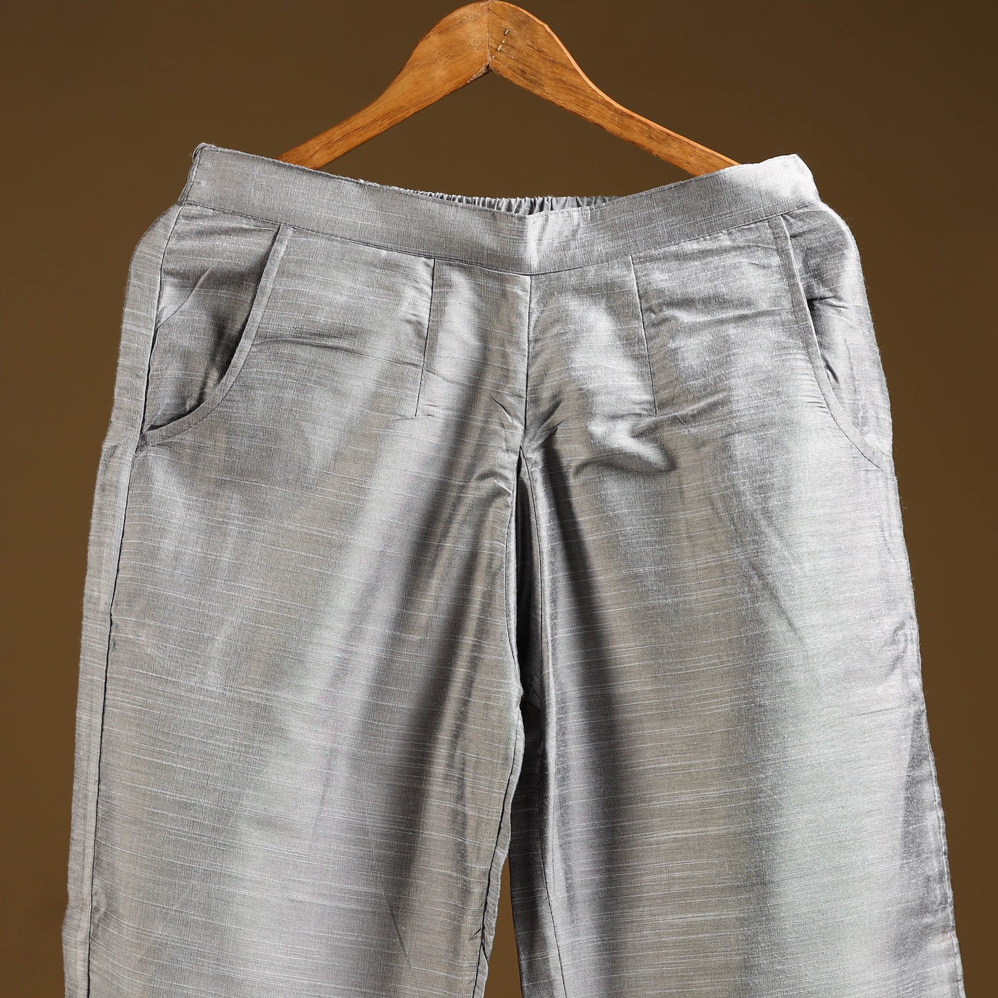 Grey - slub silk plain palazzo 02 - handcrafted