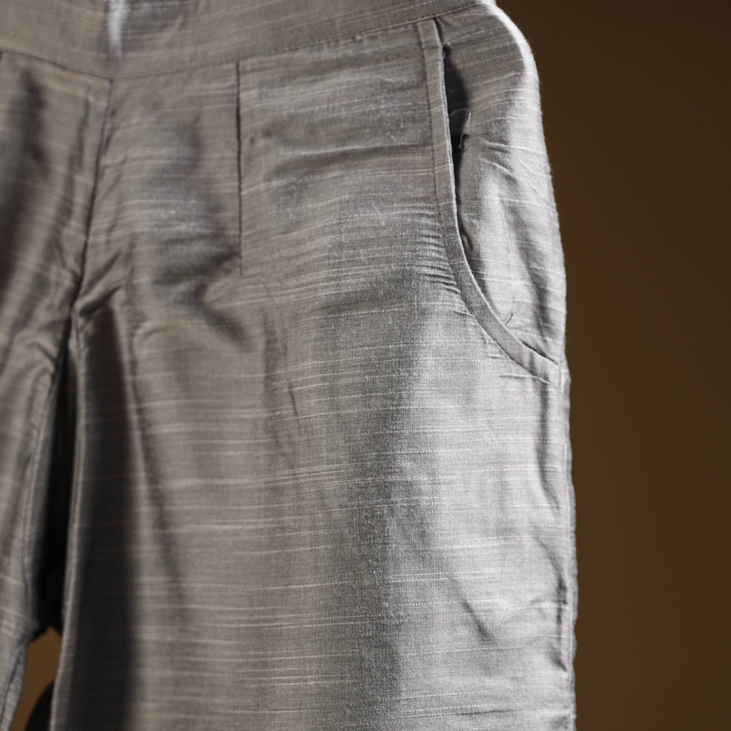 Grey - slub silk plain palazzo 02 - handcrafted