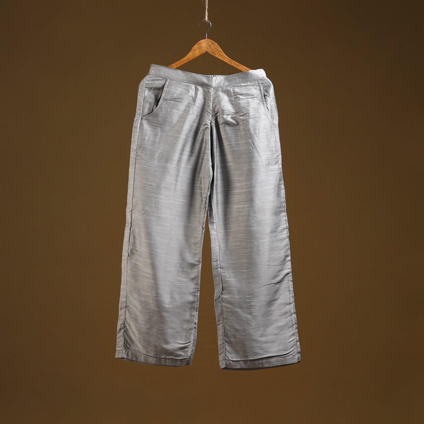 Grey - slub silk plain palazzo 02 - handcrafted