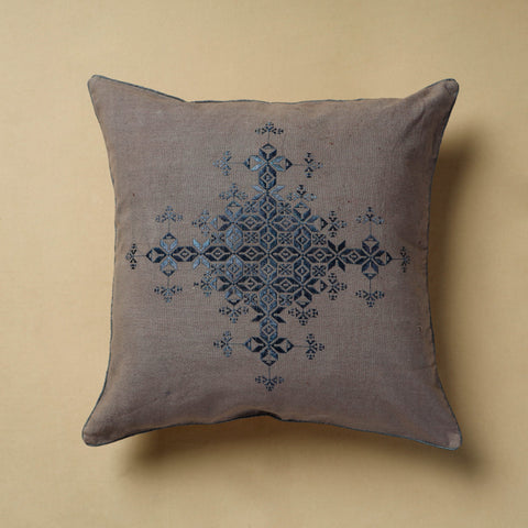 Grey - Soof Embroidery Cotton Cushion Cover (16 x 16 in) 90