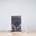 Grey Soof Hand Embroidery Sling Mobile Pouch 