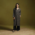Grey - sozni heavy hand embroidery kashmiri merino wool