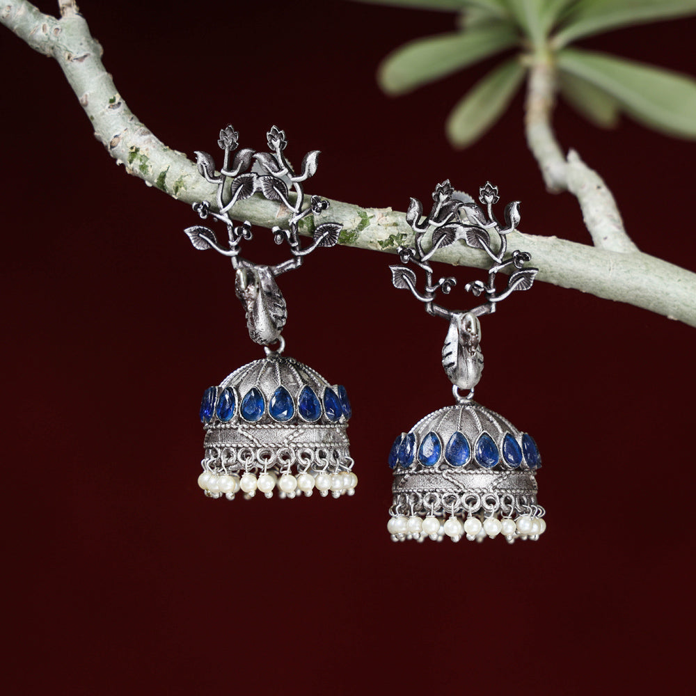  Special Oxidised Brass Base Antique Silver Finish Jhumki Earrings 