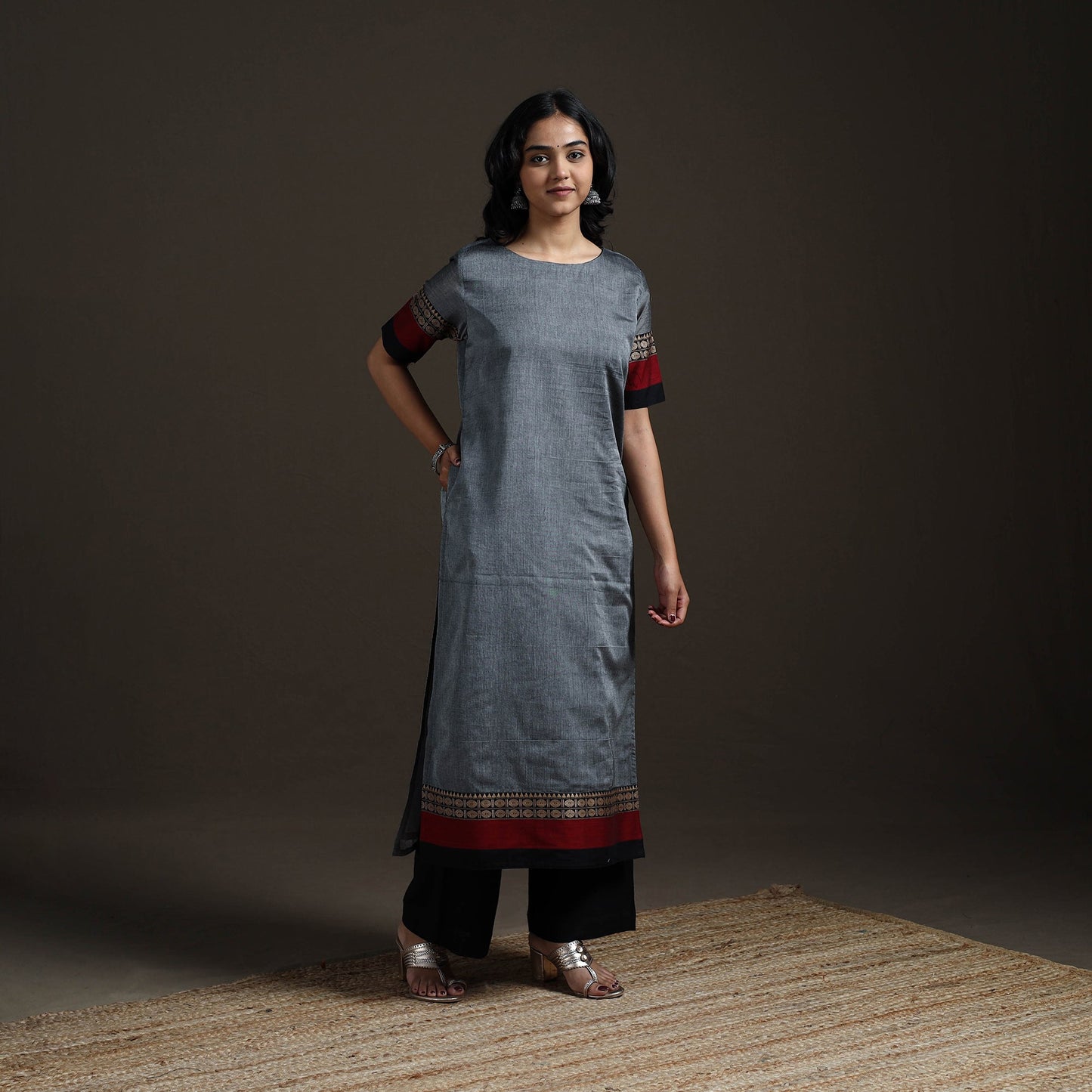 Straight cotton dharwad kurta for women 13 - handcrafted