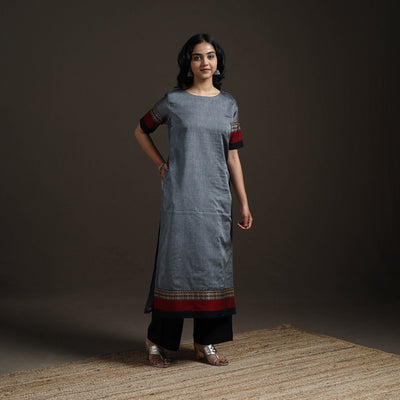 Straight cotton dharwad kurta for women 13 - handcrafted