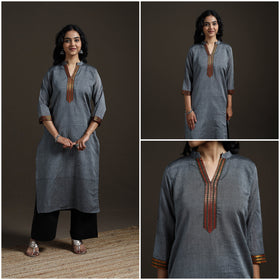 Straight cotton dharwad kurta for women 22 - handcrafted