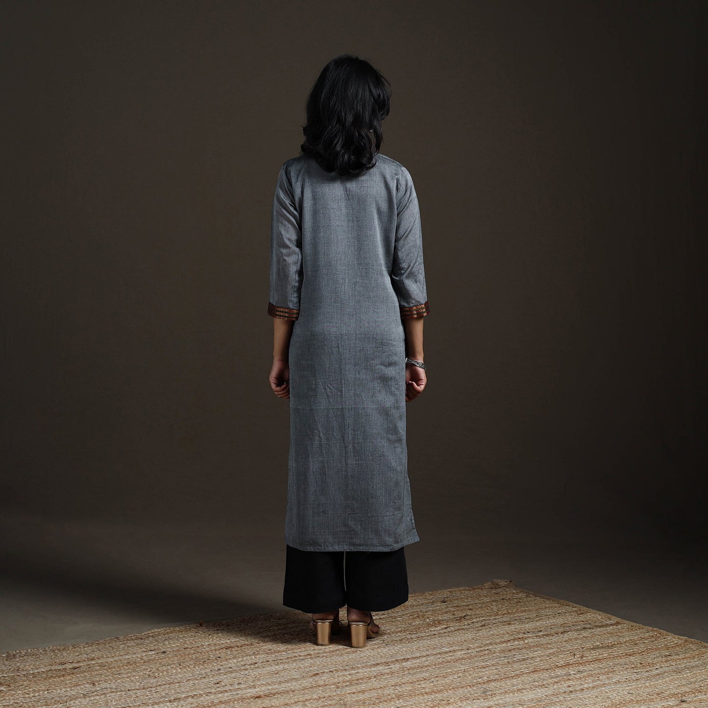 Straight cotton dharwad kurta for women 22 - handcrafted