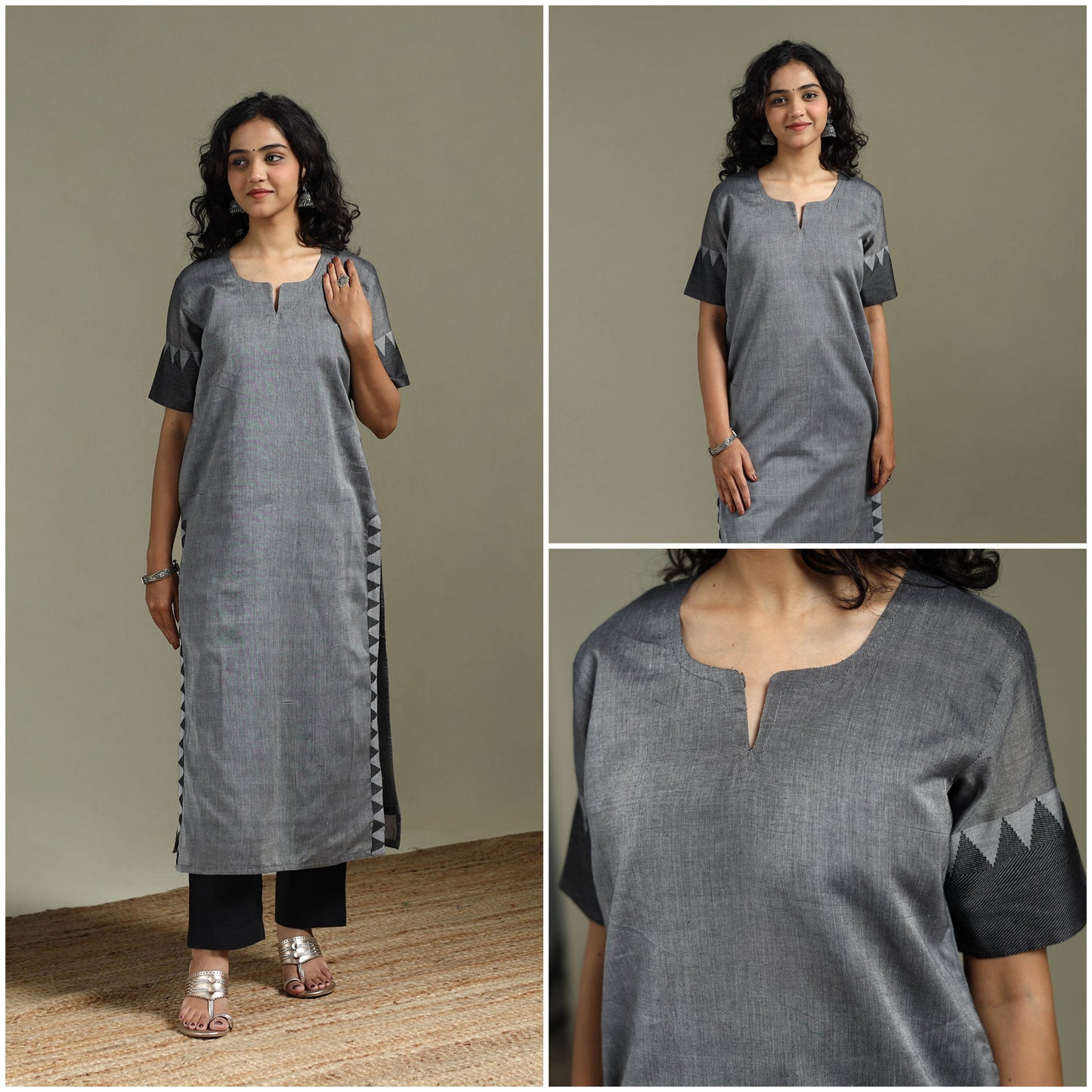 Straight cotton dharwad kurta for women 28 - handcrafted
