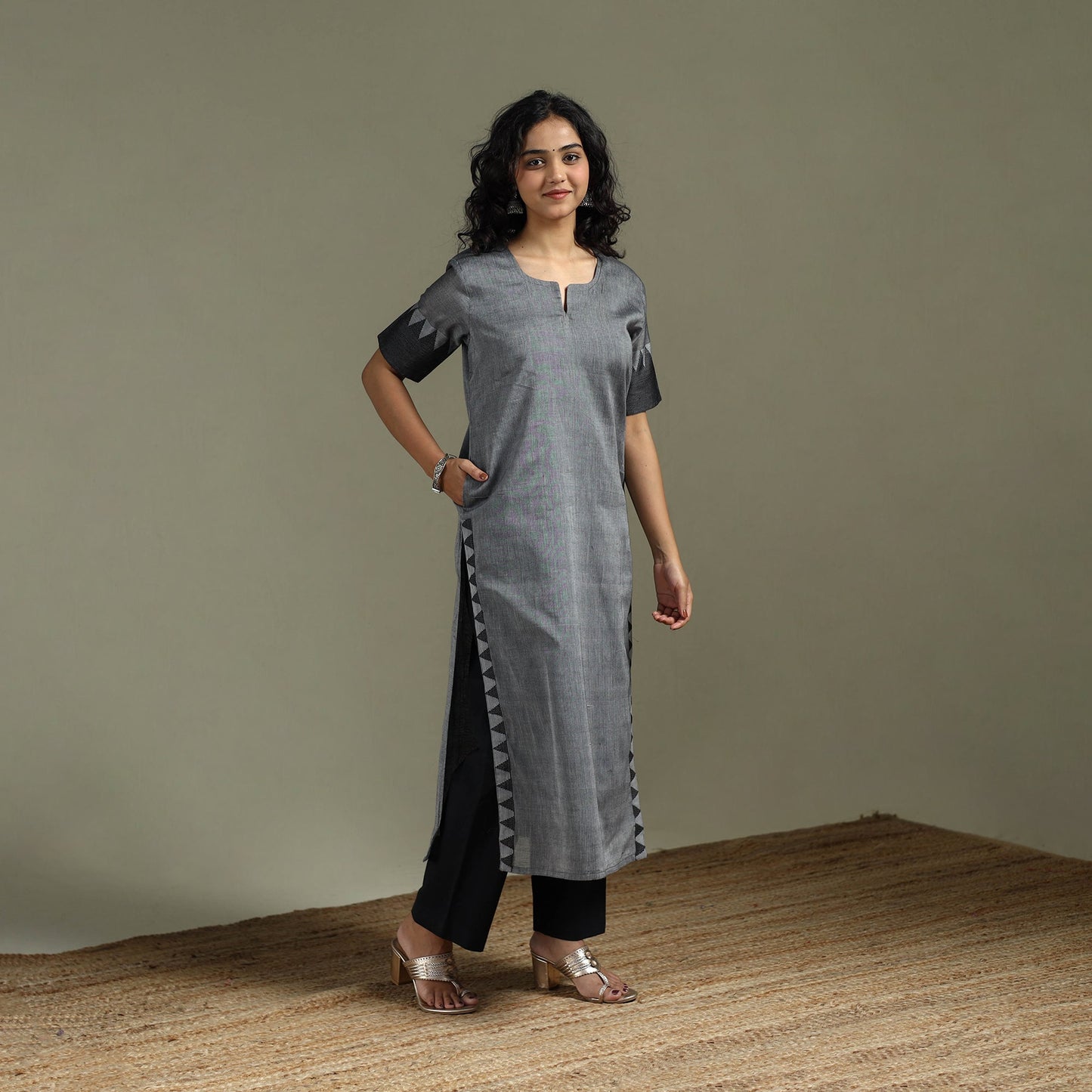 Straight cotton dharwad kurta for women 28 - handcrafted