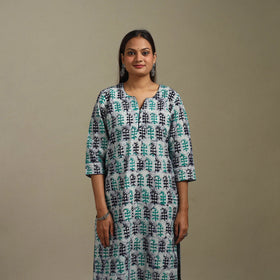 Straight cotton hand batik kurta for women 32 - handcrafted