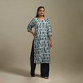 Straight cotton hand batik kurta for women 32 - handcrafted