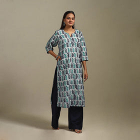 Straight cotton hand batik kurta for women 32 - handcrafted