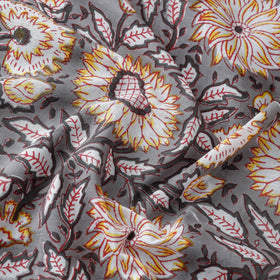 Buy Sunflower Pattern Sanganeri Block Printed Cotton Fabric Online at iTokri.com