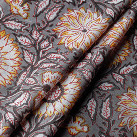 Buy Sunflower Pattern Sanganeri Block Printed Cotton Fabric Online at iTokri.com