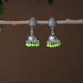 Syra Handmade Oxidised Silver Jhumki Bead work Earrings