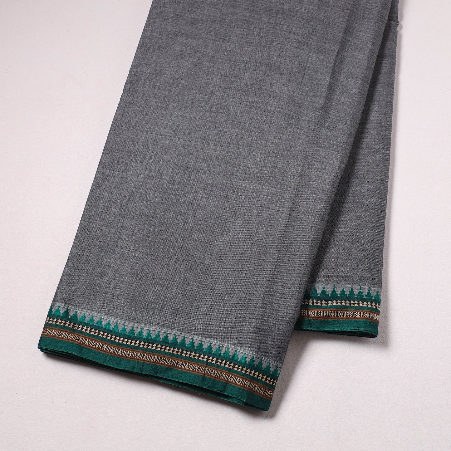 Grey Thread Border Dharwad Cotton Fabric