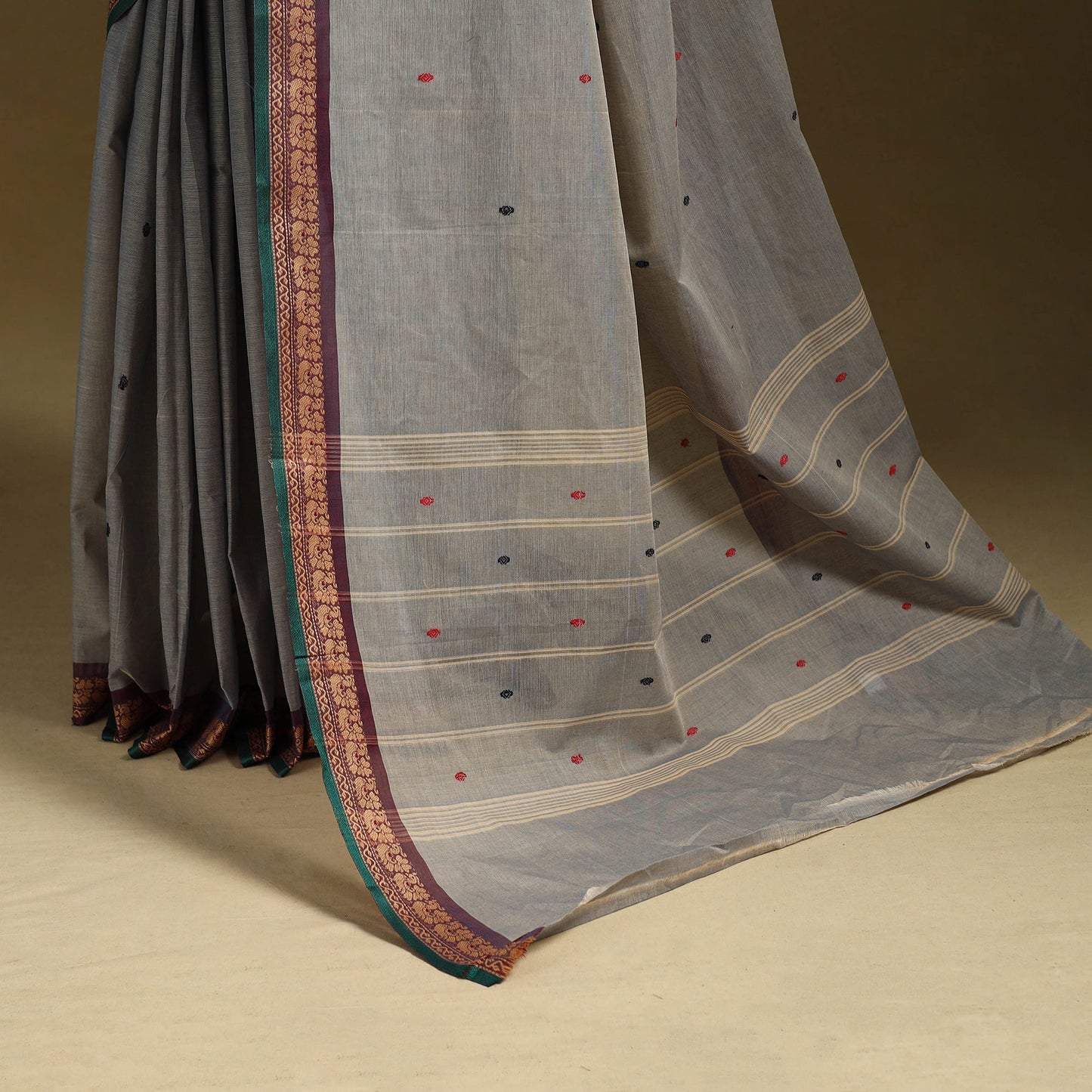 Thread buti cotton kanchipuram saree with border 55