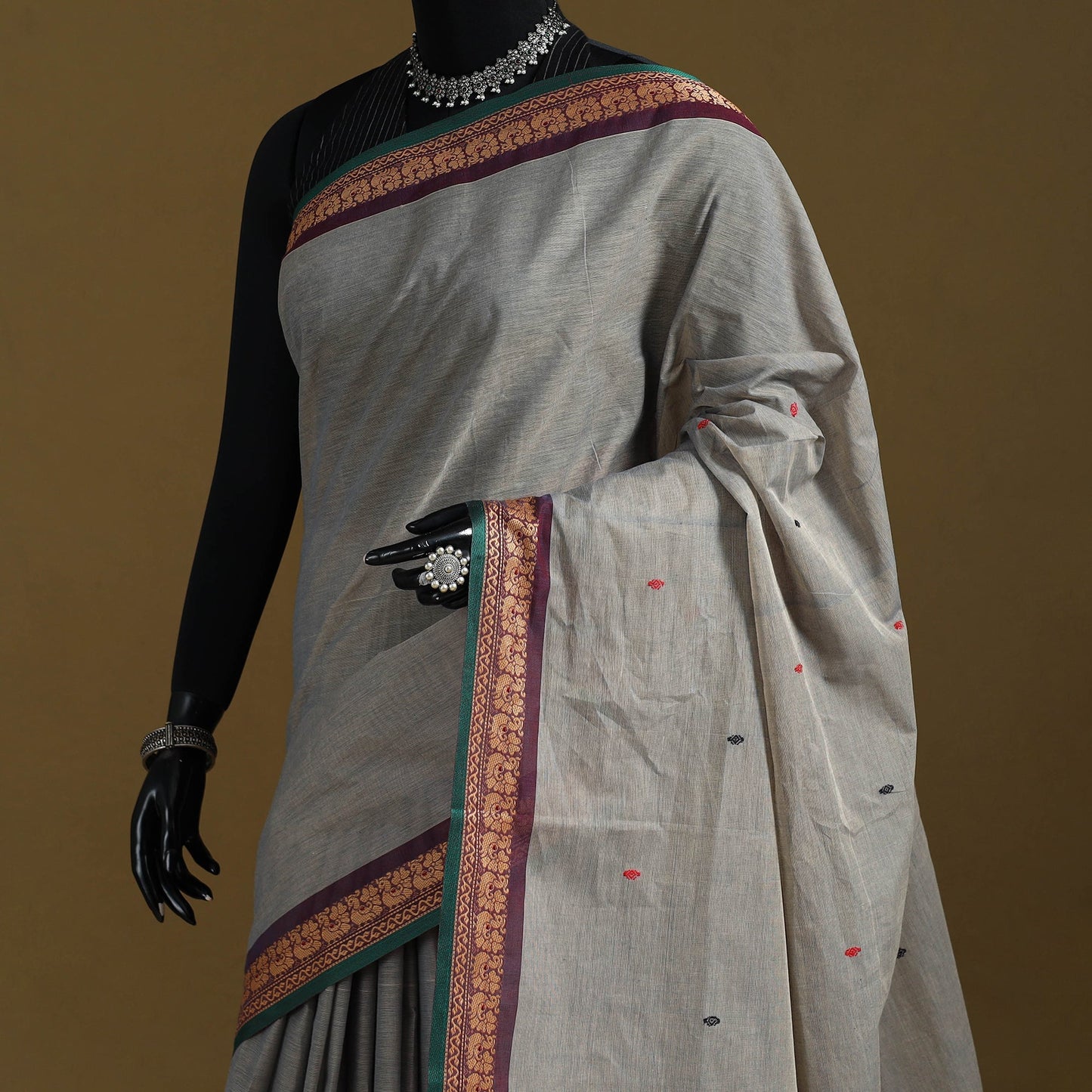 Thread buti cotton kanchipuram saree with border 55