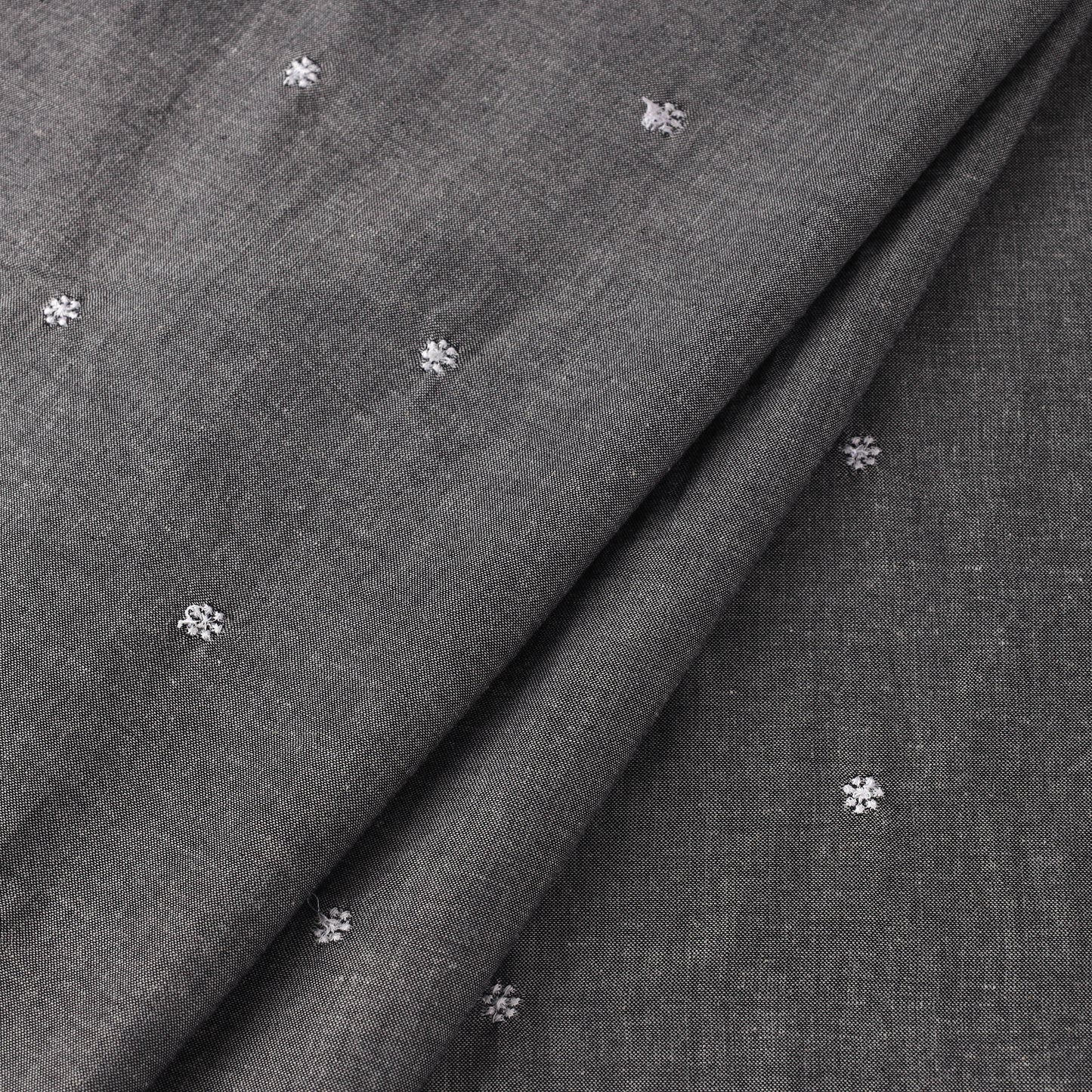 Grey Thread Buti Cotton Plain Fabric