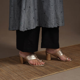 Grey - thread buti work cotton plain kurta set (set of 2)