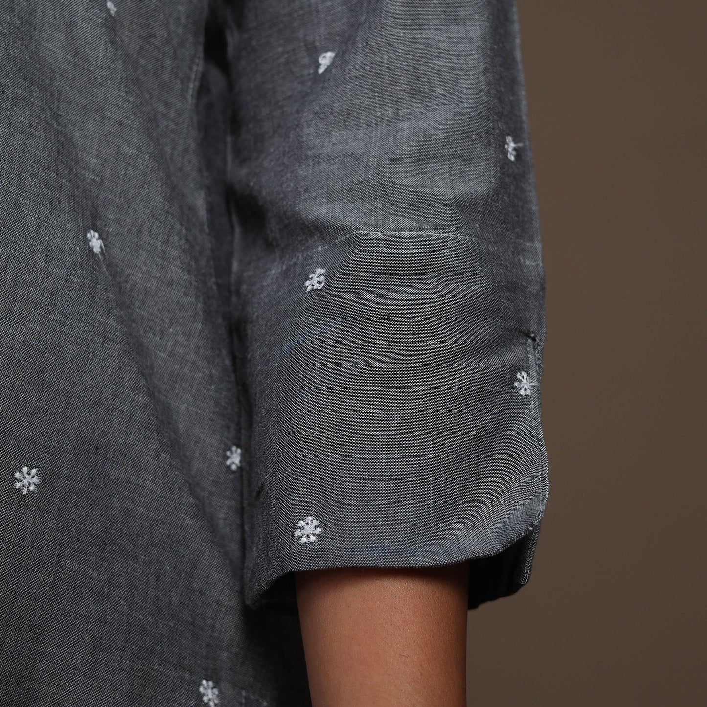 Grey Thread Buti Work Cotton Plain Kurta Set (Set of 2)