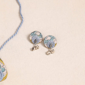 Grey - thread work gs fabart necklace set 03 - handcrafted