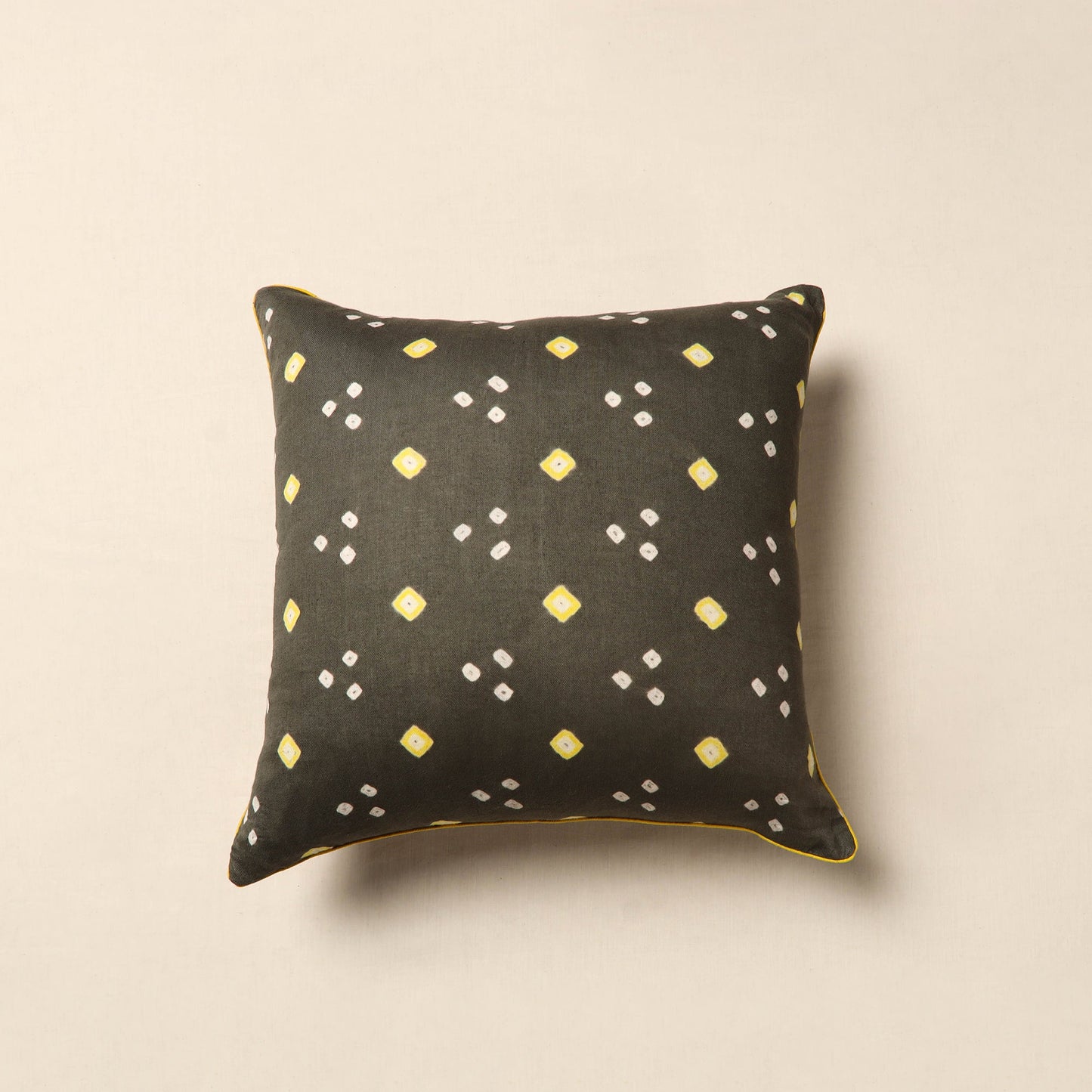 Grey - tie & dye bandhani cushion cover 22 - handcrafted