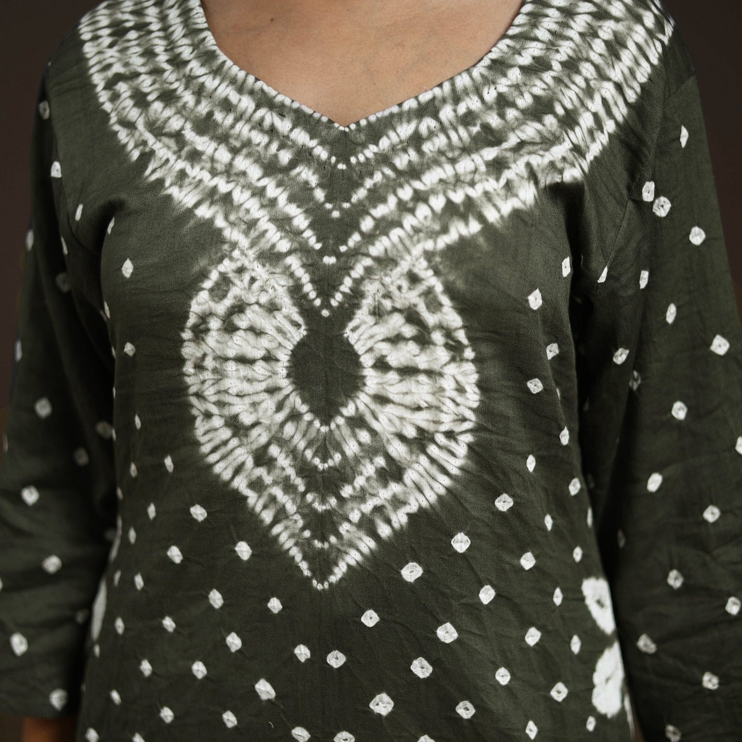 Grey - tie-dye cotton bandhani kurta set (set of 3) 05