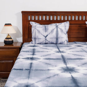 Grey Tie & Dye Cotton Double Shibori Bed Sheet Set