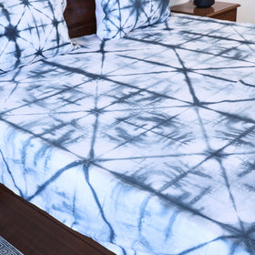 Grey Tie & Dye Cotton Double Shibori Bed Sheet Set
