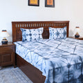 Grey Tie & Dye Cotton Double Shibori Bed Sheet Set