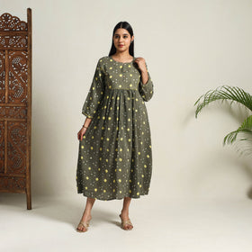  Grey Tie & Dye Cotton Flared Bandhani Dress
