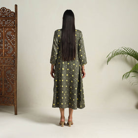  Grey Tie & Dye Cotton Flared Bandhani Dress