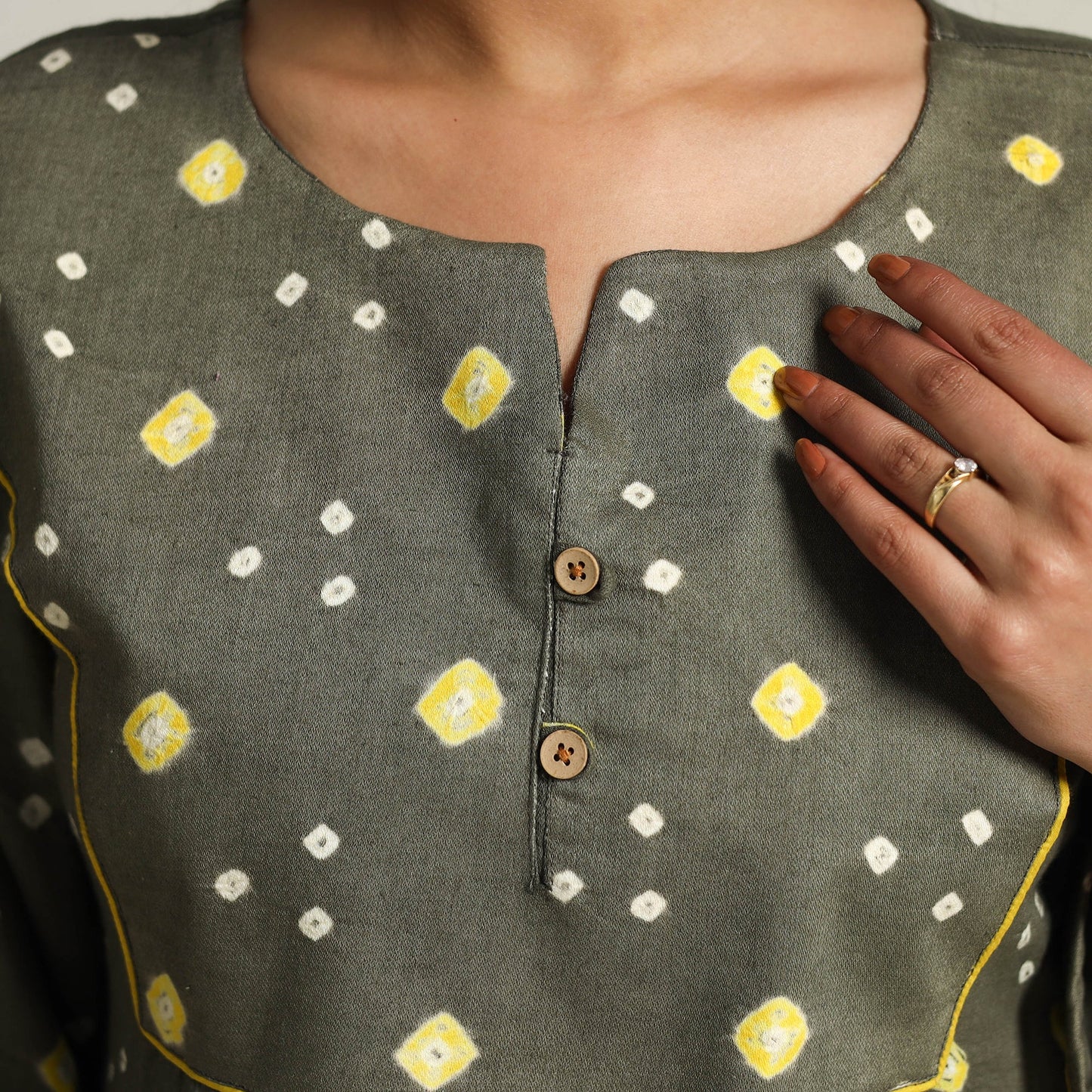  Grey Tie & Dye Cotton Flared Bandhani Dress