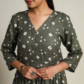  Grey Tie & Dye Cotton Flared Bandhani Dress